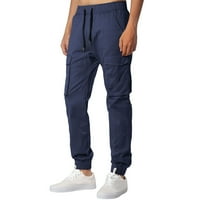 Viikei teretni pantalone za muškarce Cleariance Mans Hlače Muške čvrste teretne hlače Slim Multi džepne