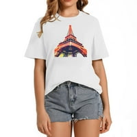Eiffelov towervintage anime 90-ih anime modna ženska grafička majica, ljetni kratki rukav ljetni tee