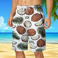 Zkozptok Muške kratke hlače Havajski džep elastični struk Print Kratki plažni kratke hlače Sportske casual pantalone, bijela, xxxl