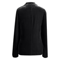 Dezed ženska casual baršunal blej jakne za čišćenje žena ugodno retro dugih rukava baršun čvrsti tipke pokuticke jakna kardigan labav kaput top crna s