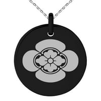 Nehrđajući čelik Ikeda Samurai Crest ugravirani mali medaljon krug šarm Privjesak ogrlica