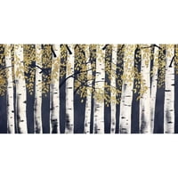Wiens, James Black Moderni uokvireni muzej umjetnički print pod nazivom - Svježa šuma Indigo Gold