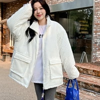 Ženska zimska jakna na pufferu, ležerna zimska topla odjeća bijela veličina m