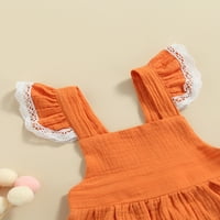 Izhanske ljetne slatke djevojke djevojke ruffles čipkasti leteći rukav košulja bez leđa + kratke hlače narančaste 0- mjeseci