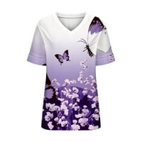 Ženske bluze s cvjetnim bluzom V-izrezom Ležerne prilike za ženske plus ljetne majice kratkih rukava