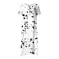 Humenski gumbi za tiskane haljine Ljetni casual s kratkim rukavima s kratkim rukavima s džepom bijeli, xl