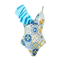 Ženski jedno kupaće kupaće kostim s pokrovnim seksi V izrezom Tummy Courpingwimw Courwimwove cvjetni ispis višebojni kupaći kupaći kostim