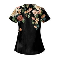 Ženske vrhove ležerne bluze s V-izrezom, tiskane dame Ljeto tunic vrhovi kratkih rukava modna crna 4xl