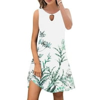 Ljetne haljine za žene bez rukava okrugli otvor Trendy cvjetni otisak dužine koljena plaža uz povremena