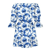 PBNBP cvjetna haljina za žene Ljetni odmor s ramena Print Hawaiian ruffle rukava od struka mini suknja