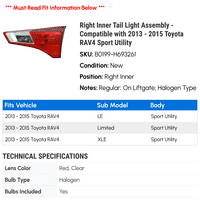 Desno unutarnje repno svjetlo - kompatibilan sa - Toyota RAV sportski uslužni program 2014