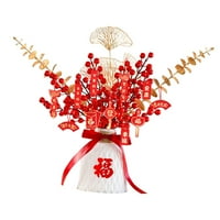Tradicionalni kineski novogodišnji ukras umjetne bobice Podružnice Sretni karakter Privjesci za kućni uredski hotel Decor orijentalni odmor, poklon bijeli