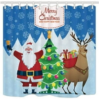 Božićni santa Claus Reindeer Pine Slavi poliesterski tkanini zastanu za tuširanje