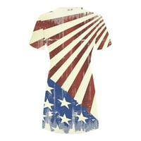 Bvanrty ženski trendi 4. jula Patriotska mini haljina američka zastava uzorka ručica Shift Haljina ljetna