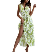 Žene ljetne haljine casual labav udobnost Slim Fit bez rukava V izrez Tunic Hawaii za odmor na plaži
