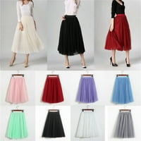 Gureui Womens Elegant Tutu Swing suknje Solid Color Višeslojnik Tulle Pleased elastična visoka struka