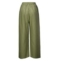 Hlače za žene široka noga Ljeto Čvrsti džep elastični struk duge teretne hlače pantalone hlače vojska zelena 4xl