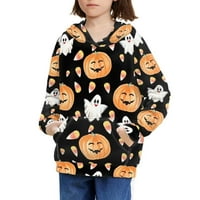 Suhoaziiia Halloween Boys Hoodies 11- Novelty bundeva glava Ghost Grafički pulover Prozračna zimska dukserica za djecu