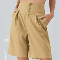 Ausyst kratak za žene ljeto plus veličine pune boje casual pantalone, modne šarke u struku na klirensu