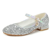 Gomelly Girls Haljine cipele Mary Jane Wedding Cipele Glitter Princess Cipele Silver 10c