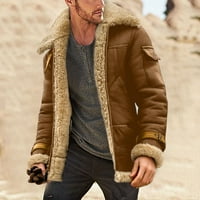 Muškarci Plus Veličina zimski kaput rever ovratnik dugih rukava od kožnih jakne Vintage zgušnjavati