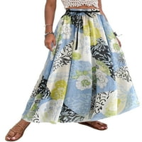 HAITE WOET HIGH PAREIST Cvjetni tiskani suknji Ležerne prilike Maxi suknje za odmor Elastični struk