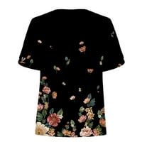 Ženske cvjetne majice up bluzu za bluzu kratki rukav Tunik V vrat modni dizajn T-majice Ležerne prilike