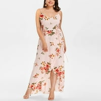 Ženska haljina s dugim rukavima cvjetna tiskana plus veličina Dame Spring Ljeto Kuća za odmor Home Nosite