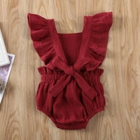 Novorođenčad dječje dječje djevojčice Romper Bodi, topsifulna reprezentacija ljetna odjeća Outfit Crvena