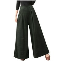 Cethrio plus veličina ženske hlače čišćenje Čvrsta široka noge sa džepovima visoke vojske zelene hlače