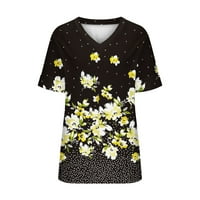 Ljetne košulje za žene kratki rukav labavi fit bluze V-izrez Dressy Casual majice Klasični cvjetni vrhovi