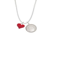 Delight nakit SilverTone 3-D crveno natečeno srce u svijet Vi ste ogrlica od majke