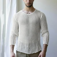 Košulje za muškarce Ulični trend tkani čvrsti bolovni mrežice Pletene majice s dugim rukavima za muškarce