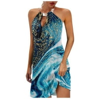 Clearsance Ljetne haljine za žene bez rukava Mini modna ruda Okrugla dekoltena haljina Plavi XL