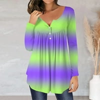 Ženska modna tiskana labava majica dugih rukava bluza okrugli vrat casual tops hot8sl4486654