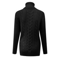 Vedolay ženski džemperi Ženski jesen obrezani turtleneck pleteni džemper pulover, crne m