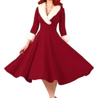 Baccocke haljine za žene Ženske božićne modne dugih rukava ovratnik za kosu niske temperamentne haljine