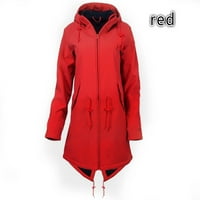 Zimski kaputi za ženske kapute kiša Ženska kapuljača duga jakna Čvrsta vjetra vodootporni kaput vanjski kaput crvena + SAD: 10