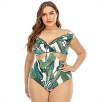 ABCNATURE ženski kupaći kupaći kostim, plićači sa visokim strukom, plus veličine V-izrez Bikini plaža