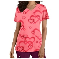 Majica za žene za žene za žene kratki rukav Slatki ljubavni hearts Grafički tees casual trendi čipki bluze
