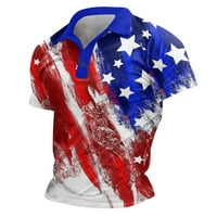 Muške polo majice Dan nezavisnosti Raglan rukav multi dugme rever ispis Svečane slavlje majice za muškarce