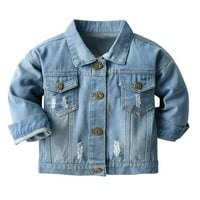 Džepni gornji kaput dugme traper dolje Dječja jakna za djecu Jeans Toddler Boys Girls Coat & Jacket