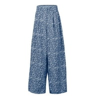 Tking modne ženske ljetne hlače za noge Ležerne prilike sa labavim cvjetnim hlačama plavih XL