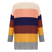 Ženski džemperi džemper za čišćenje džemper u boji blok dugih rukava debeli pletenje pulover V-izrez