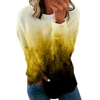 Hanzidakd ženske košulje jesen dugi rukav okrugli izrez poliestera plus size od tiskanih košulja Yellow