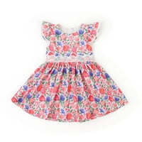 Haljine s dugim rukavima za djevojčice cvjetne čipke lakih flutter rukava suknja haljina od plaže