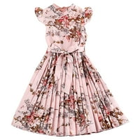 Letnje haljina Djevojka Ležerna haljina Summer Scoop cvjetni print Okrugli vrat bez rukava Flowy Print
