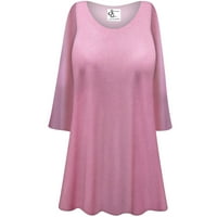 Plus size extra visok ženski s dugim rukavima mekani ružičasti pjenušava dizajner print tunika na vrhu casual labavih bluza u fitgu