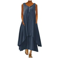 Sunčane haljine za žene, Maxi haljina s džepovima Ženska cvjetna tiskana V-izrez duge haljine Trendy