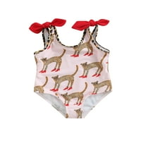 Inevenn Toddler Girls One Baby Animal Print Bowknot Bikini Plivanje kupaći kupaći kostimi Little Dečiji Tankni Set Beaver